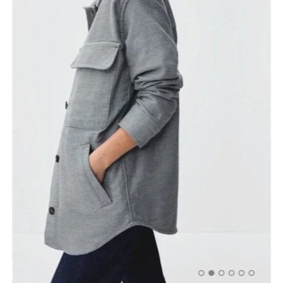 Everlane Oversized Shirt Jacket military style Gray Blue Pockets Size XSmall - Picture 2 of 11